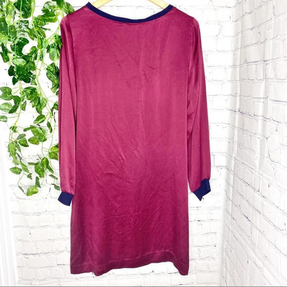 Sundance Maroon 100% Silk Long Sleeve Shift Dress Size Medium - Picture 2 of 11